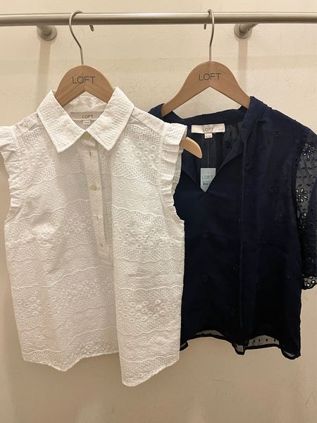 Get 50% off + FREE shipping at LOFT with code CYBER. How cute are these tops? The white embroidered top is lined but runs big. Size XXS petite fit like size XS petite but the arm holes were a little too loose on me. 

The navy top is so pretty with flattering half sleeves. Petite small was too wide so I ordered my preferred size XXS regular with the free shipping promotion to try at home.

#LTKsalealert #LTKfindsunder50 #LTKSeasonal