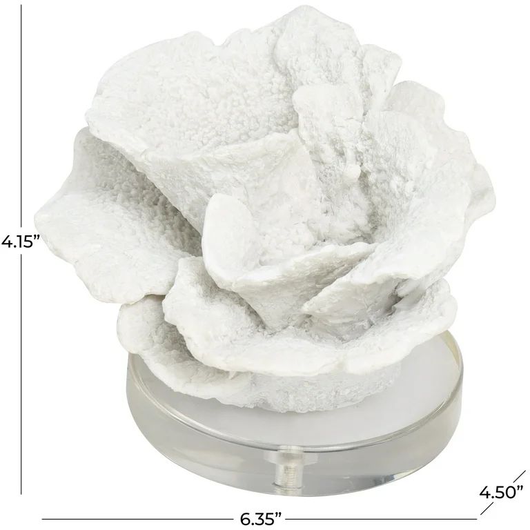 6" x 4" White Polystone Small Textured Coral Sculpture with Clear Acrylic Base, by DecMode | Walmart (US)