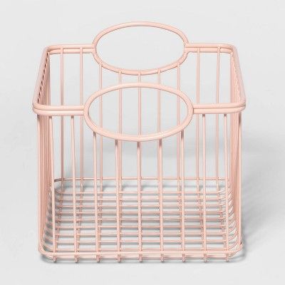 Small Wire Stackable Storage Basket Pink - Pillowfort&#8482; | Target