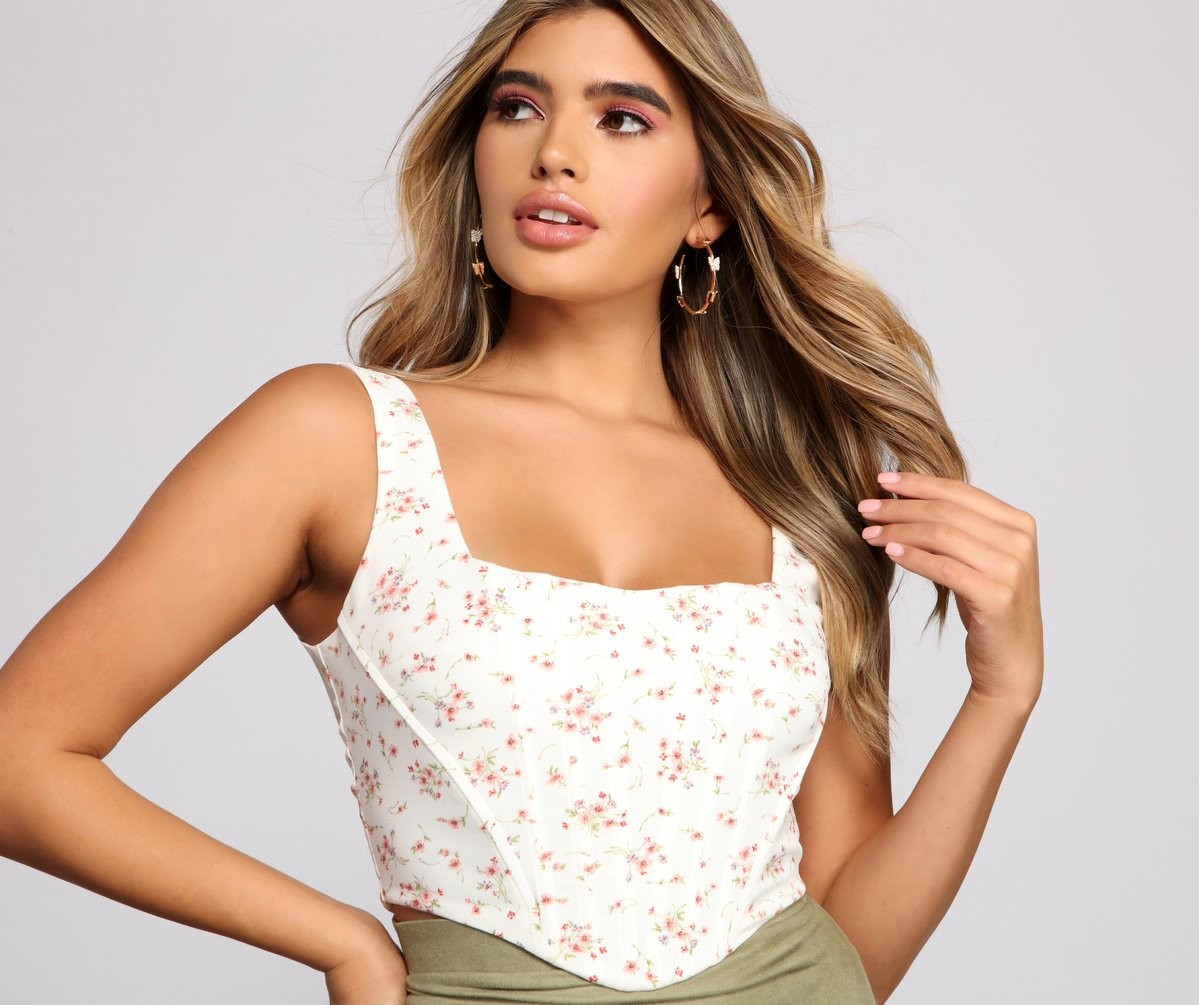 Floral Fusion Corset Crop Top | Windsor Stores