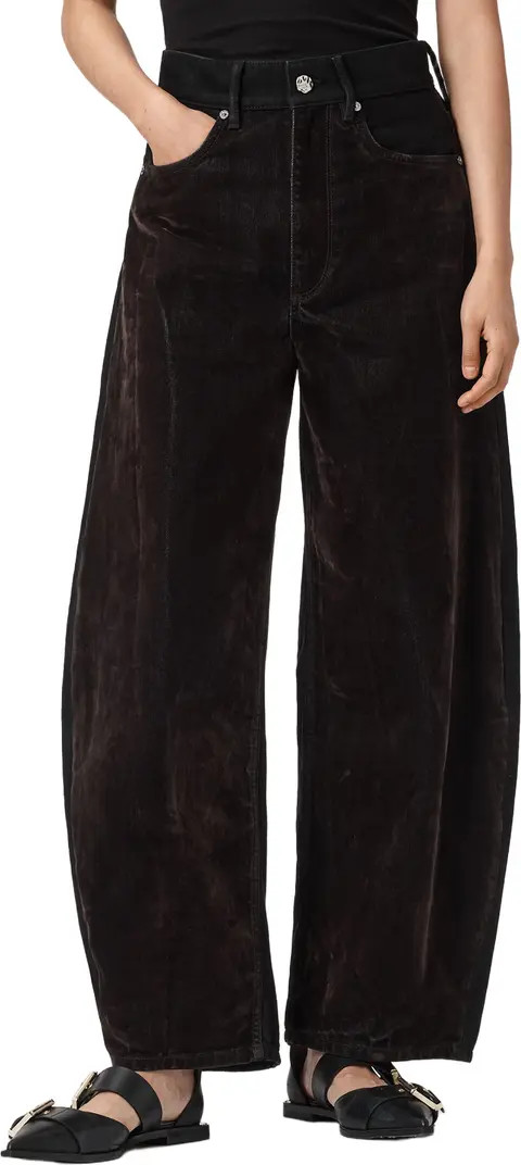 AllSaints Helena Flocked Barrel Leg Jeans | Nordstrom | Nordstrom