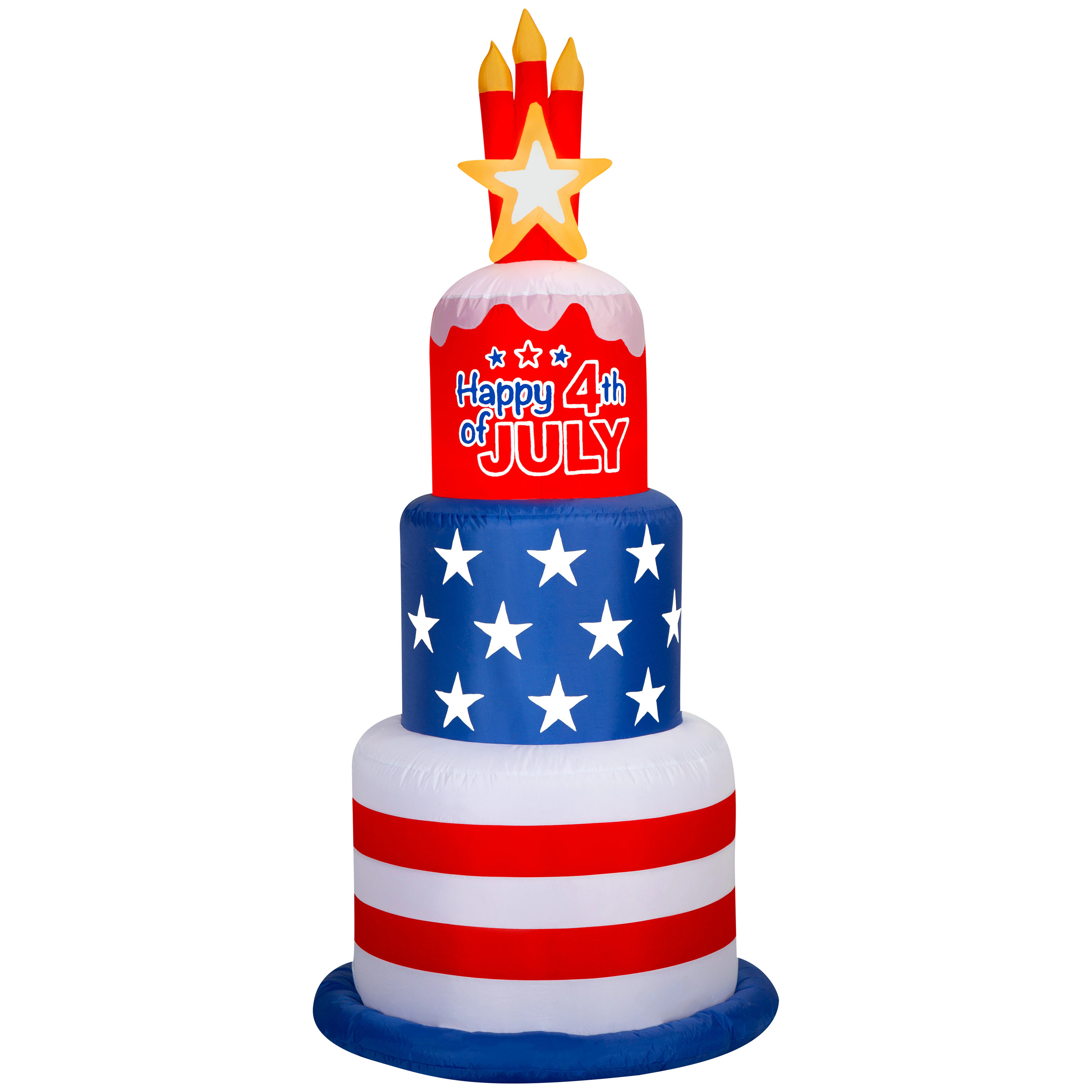Holiday Living 6.0-Ft Indoor/Outdoor LED Patriotic Birthday Cake Inflatable | Lowe's