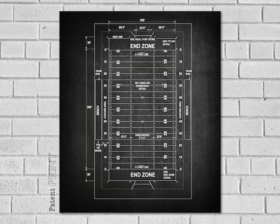 Football Field Diagram  Football Gifts  Football Patent  | Etsy | Etsy (US)