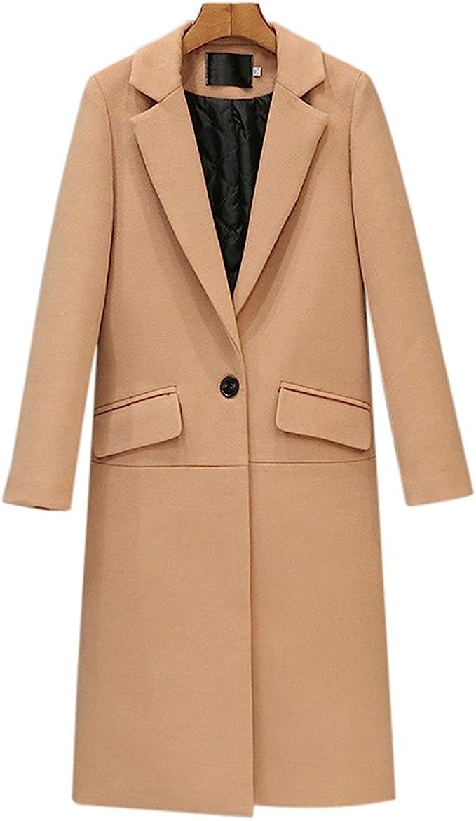 GETUBACK Women Trench Coat Long Sleeve Pea Coat Open Front Long Jacket Overcoat Outwear | Amazon (US)