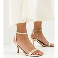 Women's Gold Faux Leather Single Strap Stiletto Sandals New Look | New Look (UK)