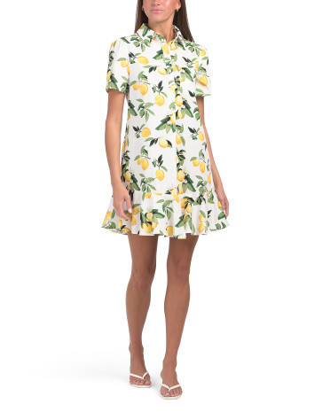 Lemon Print Mini Shirt Dress | TJ Maxx