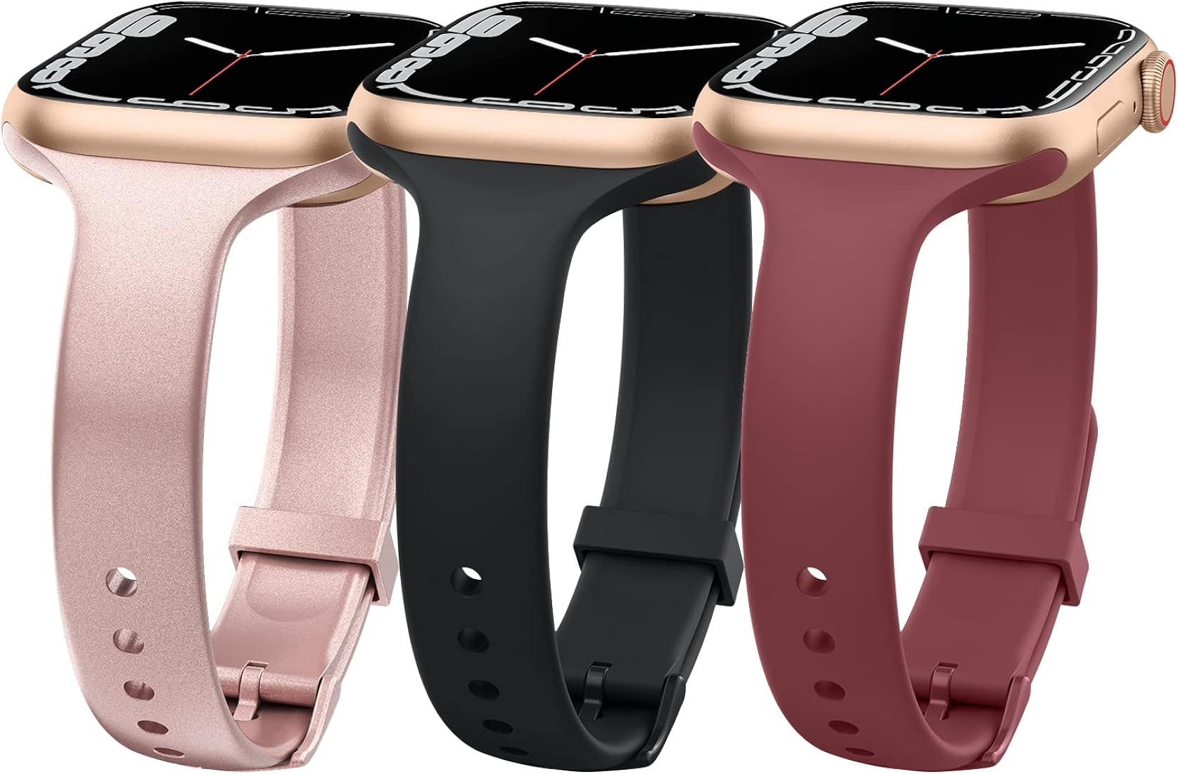 IEOVIEE Silicone Narrow Bands Compatible with Apple Watch Band 41mm 45mm 38mm 40mm 42mm 44mm, Sof... | Amazon (US)