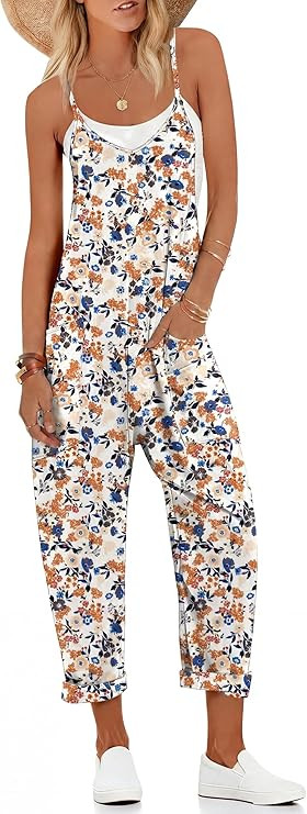 Ekouaer Womens Jumpsuit Sleeveless Casual Summer Overalls Jumpers Spaghetti Strap Baggy Long Pant... | Amazon (US)