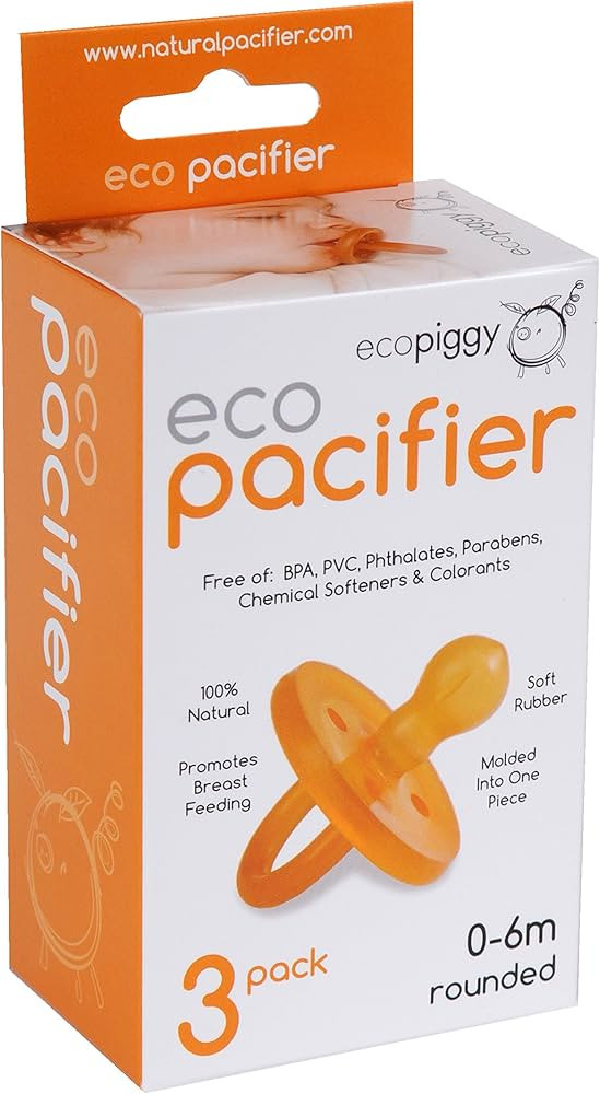 Ecopiggy Ecopacifier Natural Pacifier Rounded (3 Pack) 0-6 Months | Amazon (US)