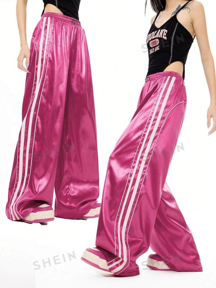 SHEIN EZwear Women's  Fall/Winter  Cargo Essentials Glitter Banded Texture Decoration Sport Wide ... | SHEIN