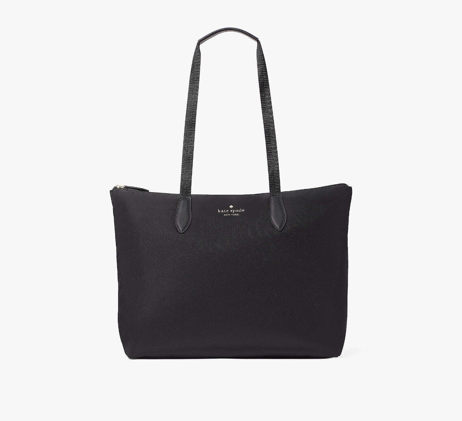 New Kate Spade $259 Black MEL Packable Nylon Zip Top Large Tote Bag Purse | Walmart (US)
