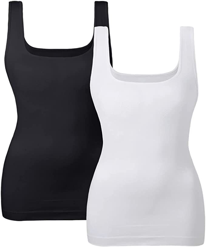 EUYZOU Women's Tummy Control Shapewear Tank Tops Seamless Square Neck Compression Tops Slimming B... | Amazon (US)
