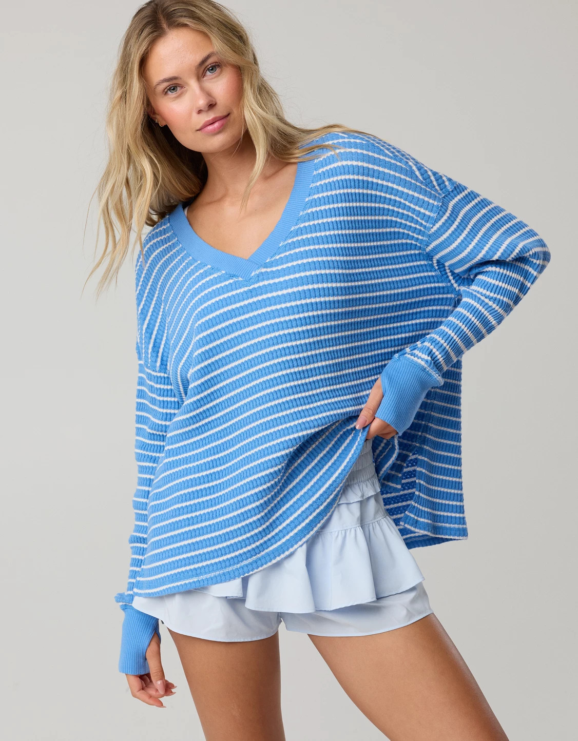 OFFLINE By Aerie Wow! Waffle Long Sleeve V Neck T-Shirt | Aerie