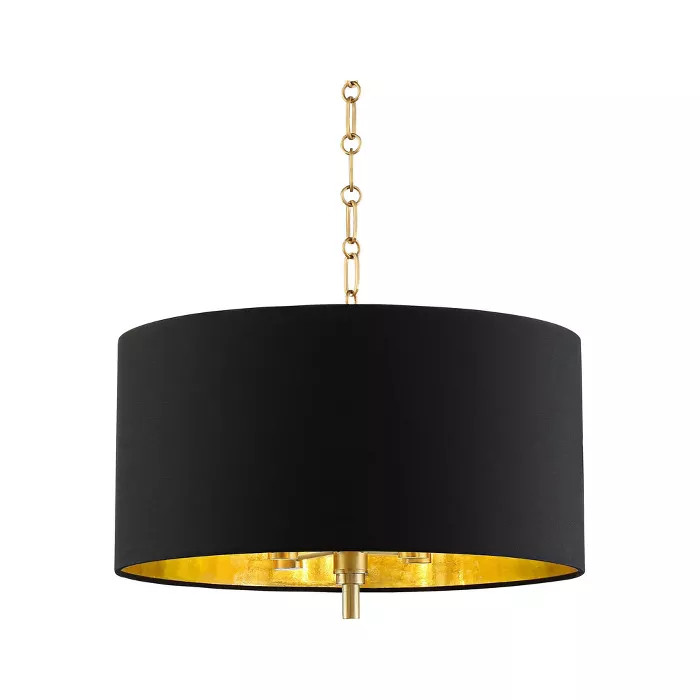 Barnes and Ivy Warm Gold Drum Pendant Chandelier 20" Wide Modern Black Fabric Drum Shade Fixture ... | Target