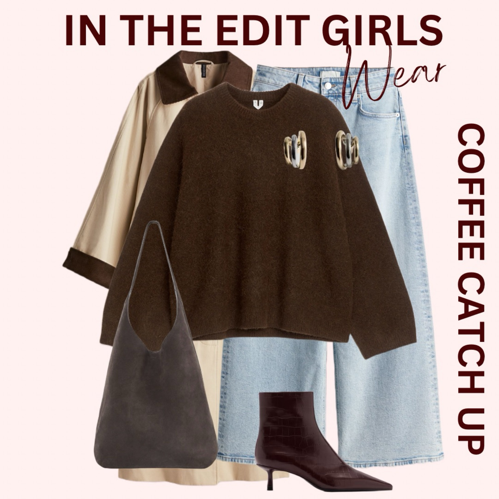 Knit styled for coffee date 

Trench 
Brown boots 
Wide jeans 
Suede bag 

#LTKautumn #LTKeurope #LTKstyletip