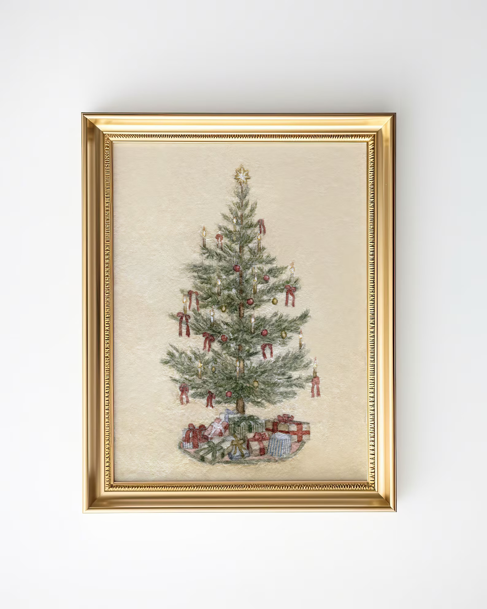 Christmas Tree Watercolor Print - Christmas Wall Art -  Vintage Christmas Painting | Etsy (US)
