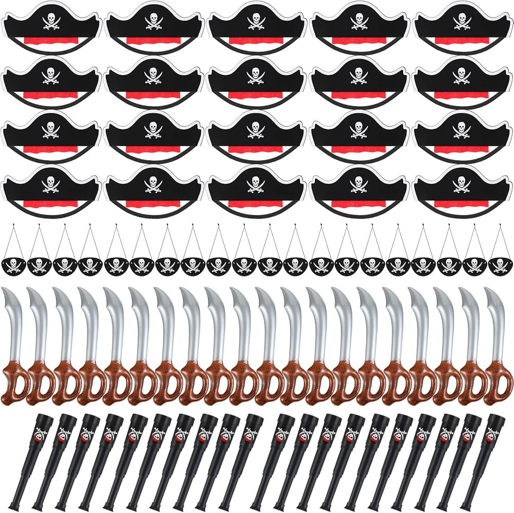 80 Pcs Caribbean Pirate Party Cosplay Set Include 20 Felt Pirate Hat 20 Pirate Captain Eye Patche... | Amazon (US)