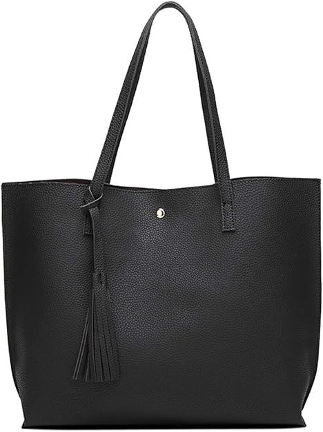 Women's Soft Faux Leather Tote Shoulder Bag from Dreubea, Big Capacity Tassel Handbag | Amazon (US)