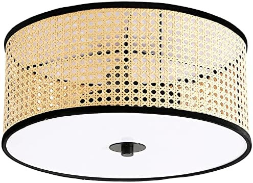 VidaLite Nakuv - Modern Bohemian 3 Light Flush Mount Fixture with PVC Rattan Shade and Velvet Sti... | Amazon (US)