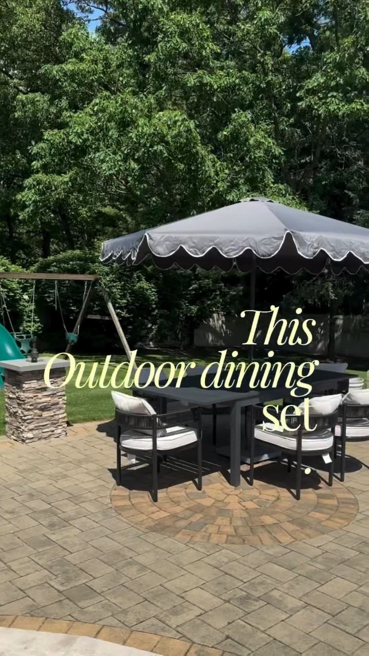 POV: I accidentally turned my backyard into my favorite “room” of the house. 🤎

Finally added a modern outdoor dining set and I’m obsessed with how clean and elevated the black aluminum look feels. The curved umbrella completely changed the space and makes it feel like an actual outdoor living room instead of just a patio.

If you’re designing an outdoor space, my biggest tip is to mix function with aesthetics. Comfortable seating, durable materials, shade, and lighting make a HUGE difference in whether you actually use the space daily.

Now I fully understand why people romanticize eating outside all summer. ☀️

#OutdoorLiving #outdoordiningtable #BackyardMakeover #OutdoorFurniture #ModernOutdoorDesign