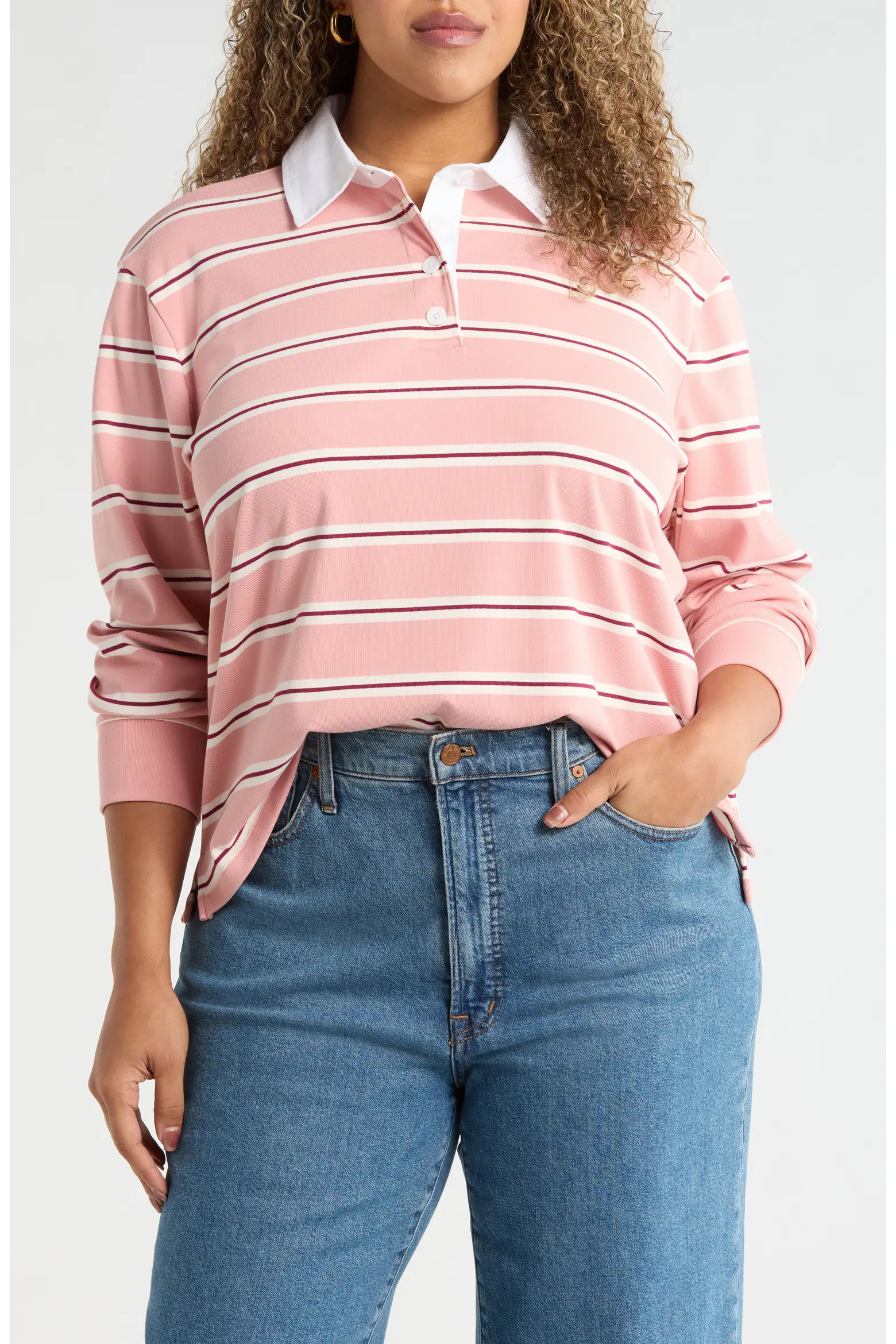 Stripe Long Sleeve Rugby Polo (Women) | Nordstrom | Nordstrom