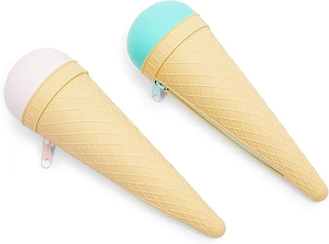 Silicone Ice Cream Cone Pencil Cases, Pen Organizer Pouches (2 Pack) | Amazon (US)
