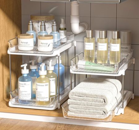  2 Sets of 2-Tier Multi-Purpose Bathroom Under Sink Organizers and Storage, Stackable Kitchen Pantry Organization, Pull Out Medicine Cabinet Organizer with 8 Movable Dividers

#LTKSaleAlert #LTKStyleTip #LTKHome