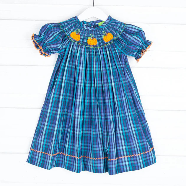 Fall Plaid Smocked Pumpkin Dress | Classic Whimsy