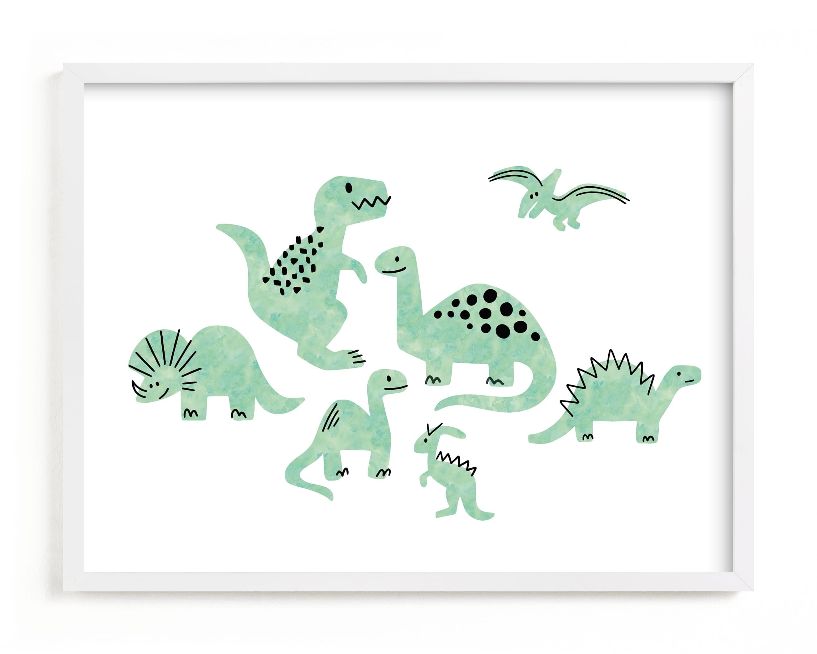 "Darling Dinos" - Graphic Limited Edition Art Print by Jessie Steury. | Minted