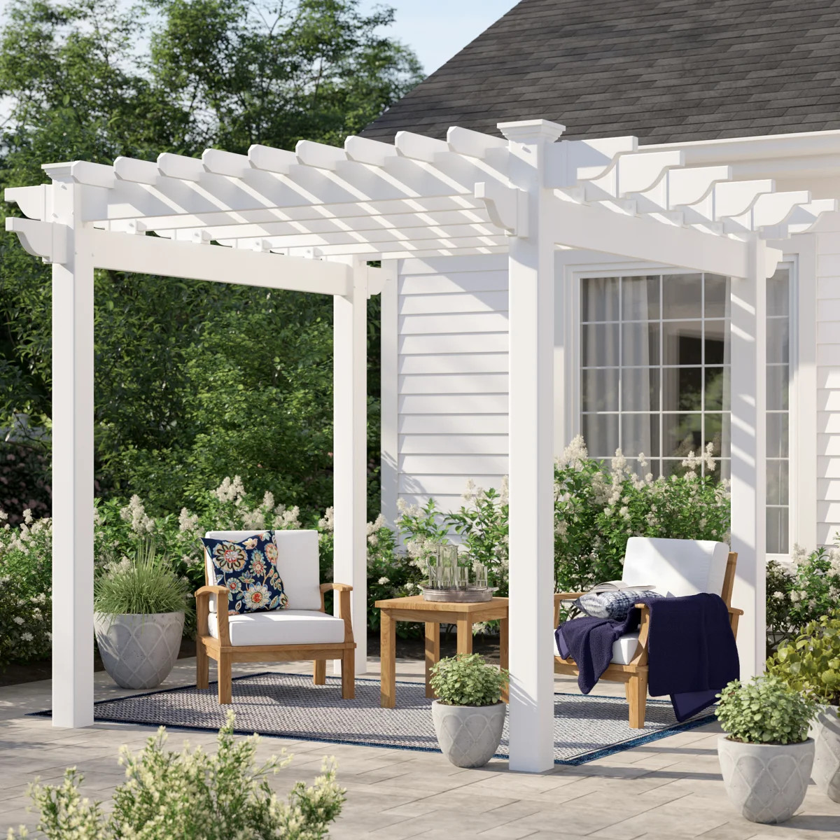 Red Barrel Studio® Queensbrook Taquarius 9.5 Ft. W x 9.5 Ft. D Vinyl Pergola & Reviews | Wayfair | Wayfair North America