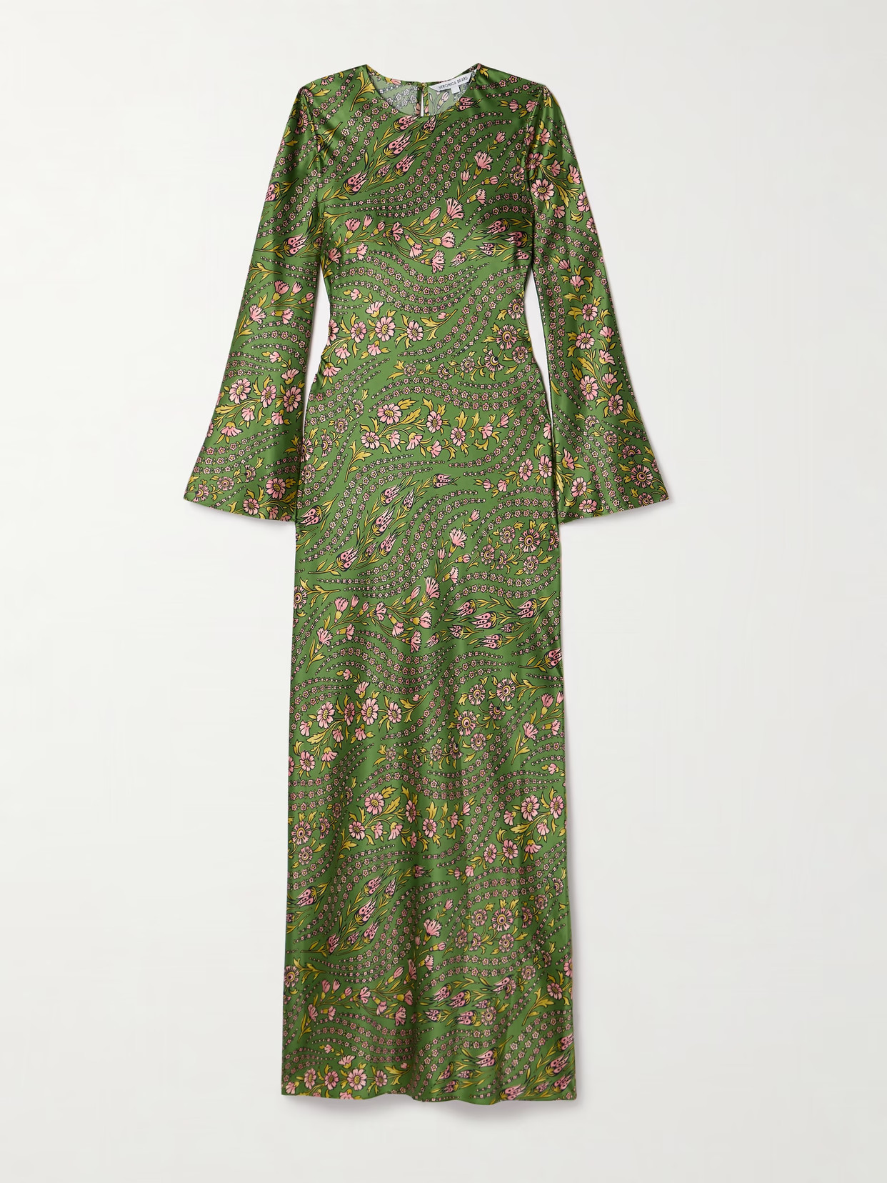 Veronica Beard - Gemma Floral-print Silk-blend Satin Maxi Dress - Green | NET-A-PORTER (US)