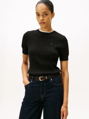 Short-Sleeve Cable Knit Sweater | Tommy Hilfiger | Tommy Hilfiger (US)