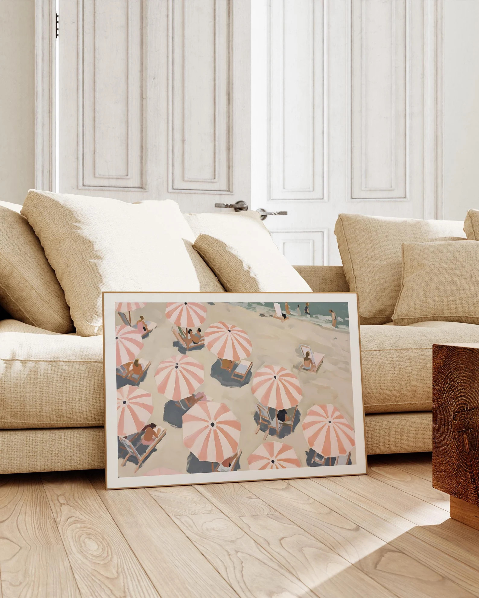 Coastal Beach Umbrella Wall Art, Trendy Summer Decor, Summer Beach Umbrella Painting, Preppy Retr... | Etsy (US)