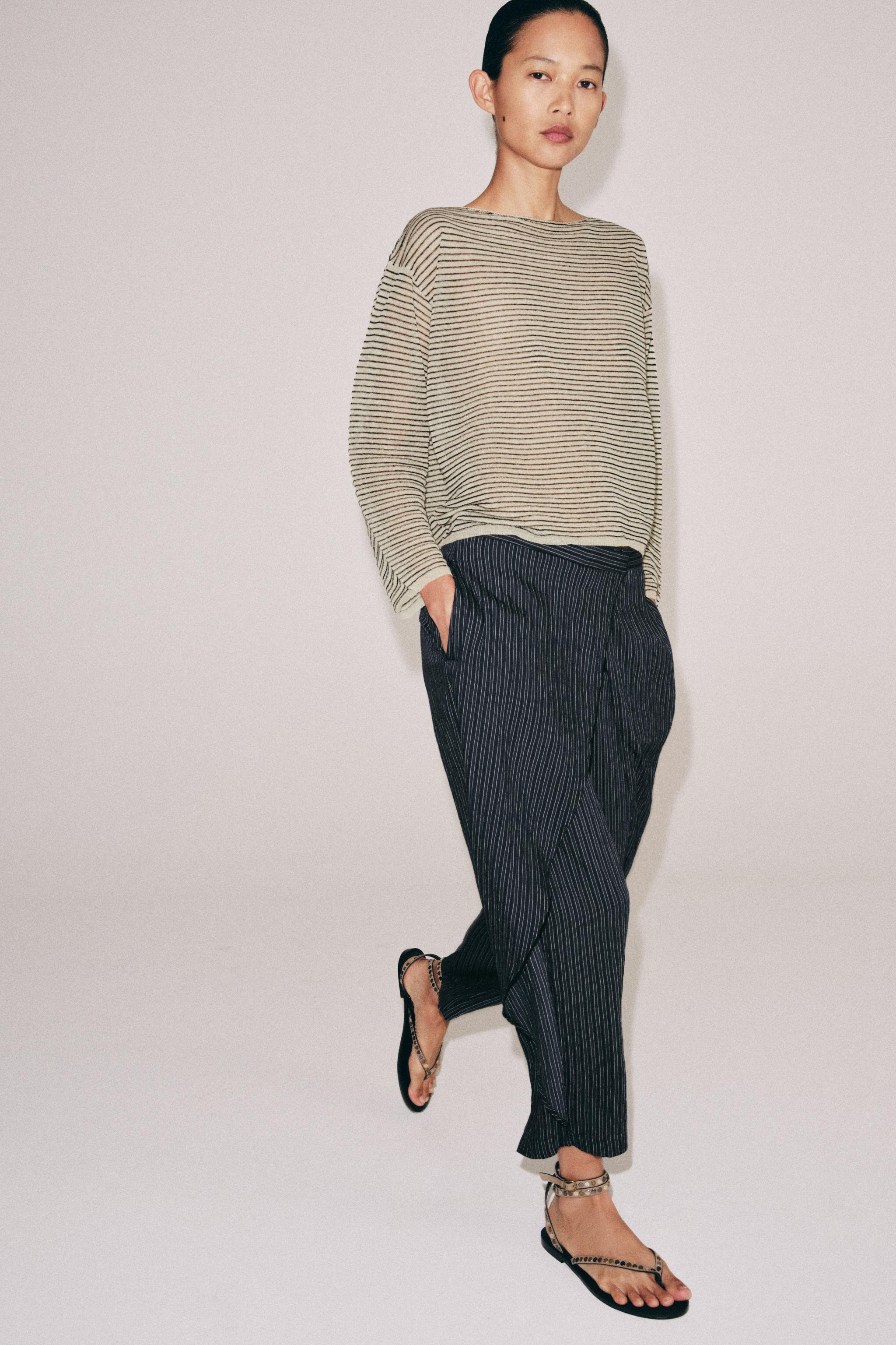 ZW COLLECTION STRIPED PAREO PANTS | Zara US