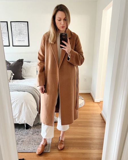 Mango coat styled with Everlane Alpaca sweater and Madewell wide leg perfect vintage jeans.

Jeans are size 28
Coat size M
Sweater size L

Perfect business casual look

#LTKworkwear