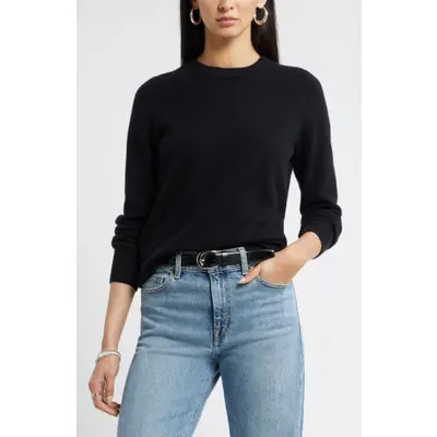 Nordstrom Crewneck Cashmere Sweater in Black Rock at Nordstrom, Size Large | Nordstrom