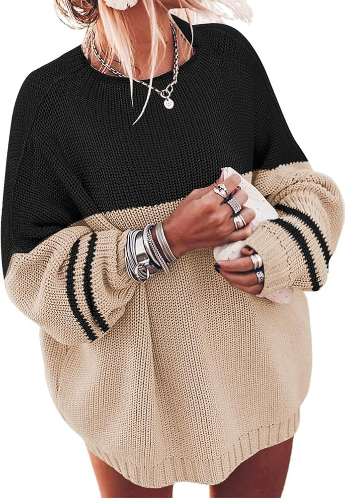 ETCYY Women's Oversized Sweaters Fall 2025 Fashion Winter Clothes Batwing Long Sleeve Knit Sweate... | Amazon (US)