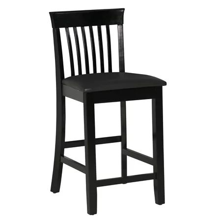 Linon Torino Full Back Wood Counter Stool, 24"" Seat Height, Black Finish with Black Fabric | Walmart (US)