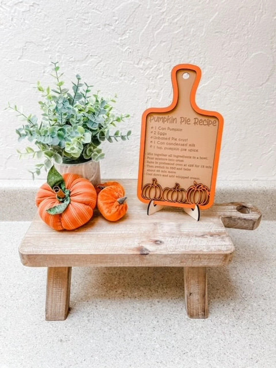 Pumpkin Pie Recipe sign - Fall decor - Home/seasonal decor, Kitchen decor - Thanksgiving decor | Etsy (US)