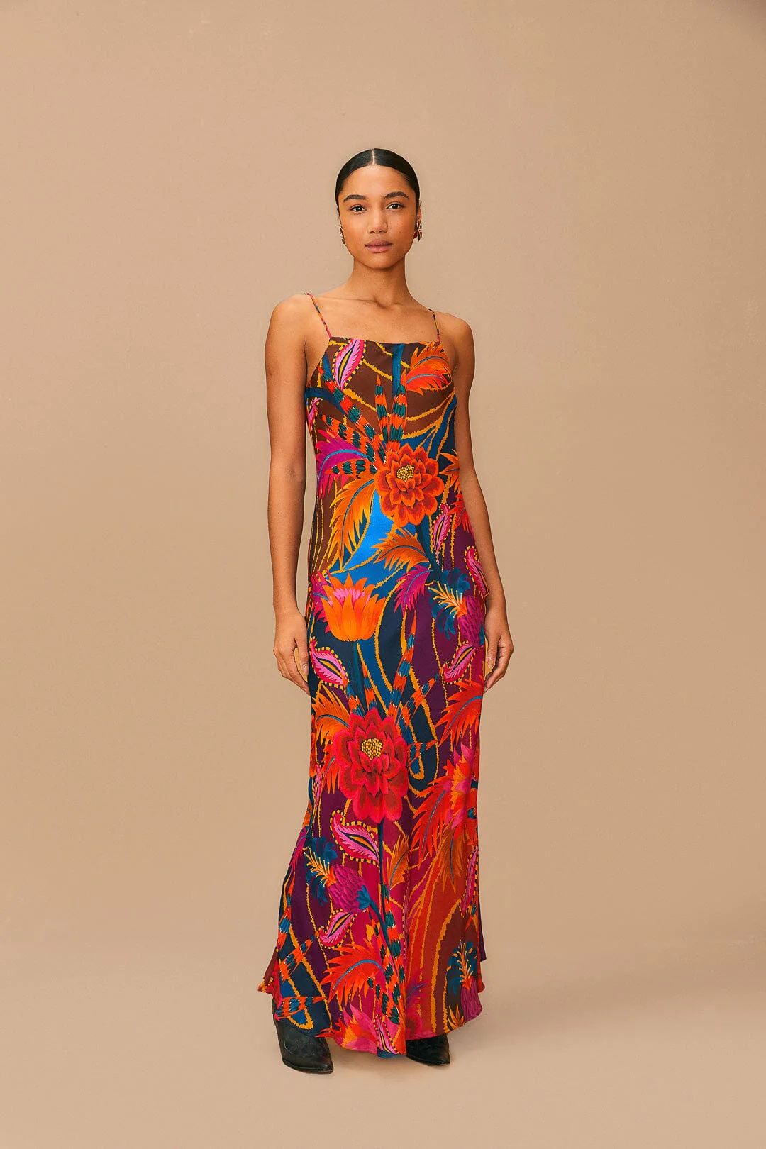 vintage wave multicolor lenzing™ ecovero™ viscose maxi dress | FarmRio
