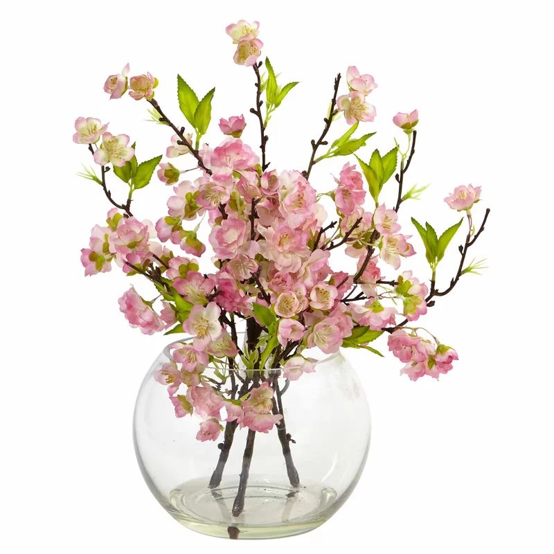 Cherry Blossom Floral Arrangement in Decorative Vase | Wayfair North America