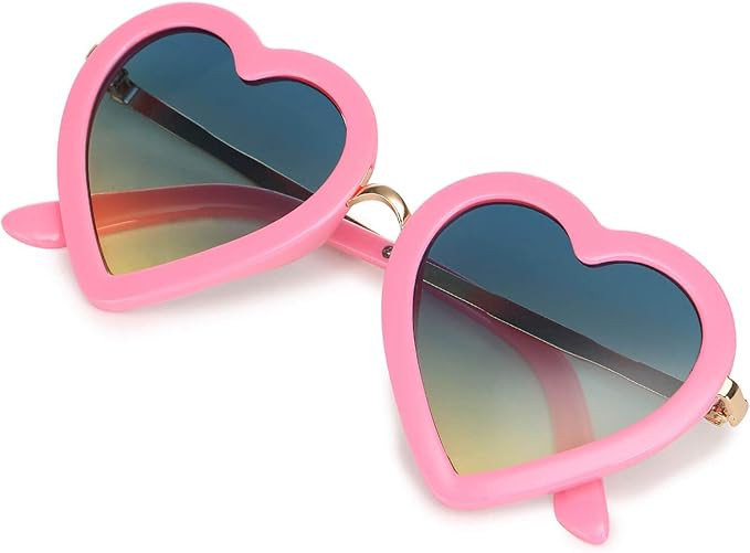 mibasies Kids Heart Shaped Sunglasses for Toddler Girls Age 3-10, UV 400 Protection | Amazon (US)