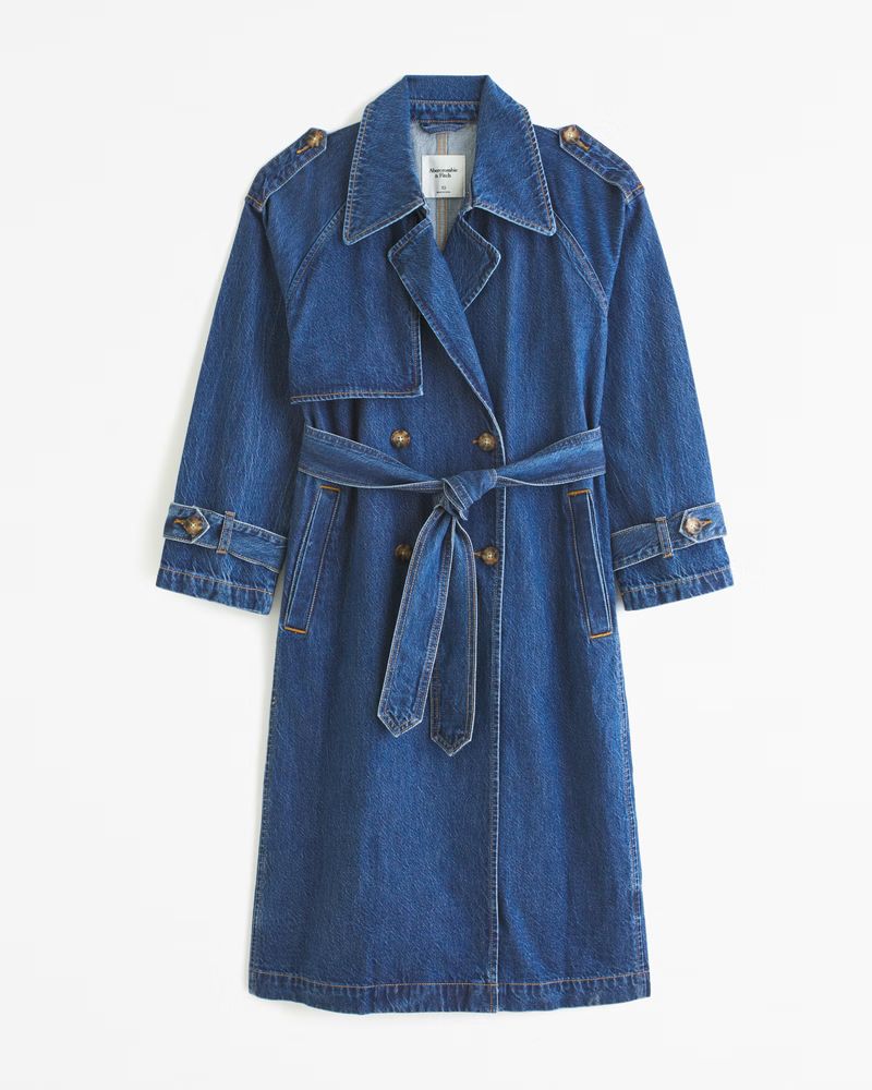 Women's Elevated Denim Trench Coat | Women's Coats & Jackets | Abercrombie.com | Abercrombie & Fitch (US)