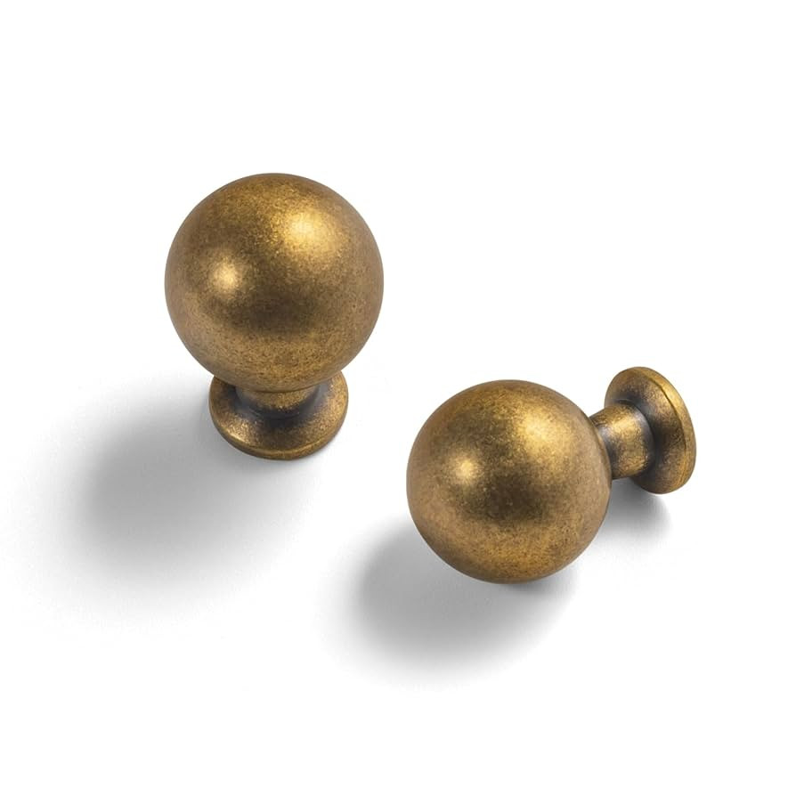 Set of 12 -Sleek Antique Brass Cabinet Knobs - Retro and Minimalist Hardware for Stylish Home Enh... | Amazon (US)