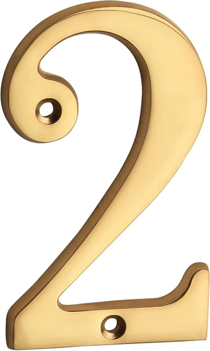 HASWARE House Number Sign 4 inch (10 cm) Polished Brass Finish Stylish Curvy Modern Door Numbers ... | Amazon (US)