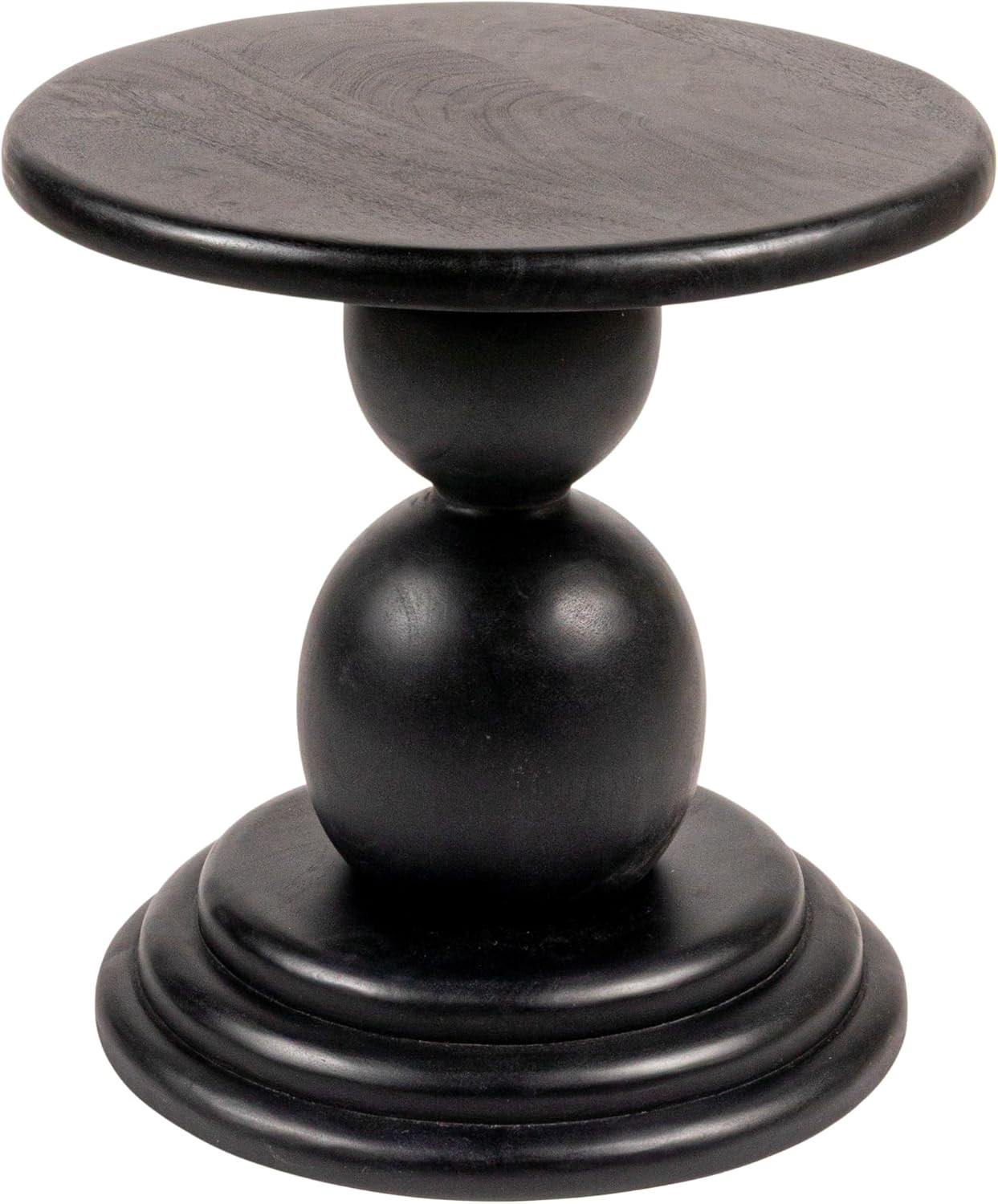 Creative Co-Op Round Mango Wood Bulbed Pedestal End Table, Black | Amazon (US)