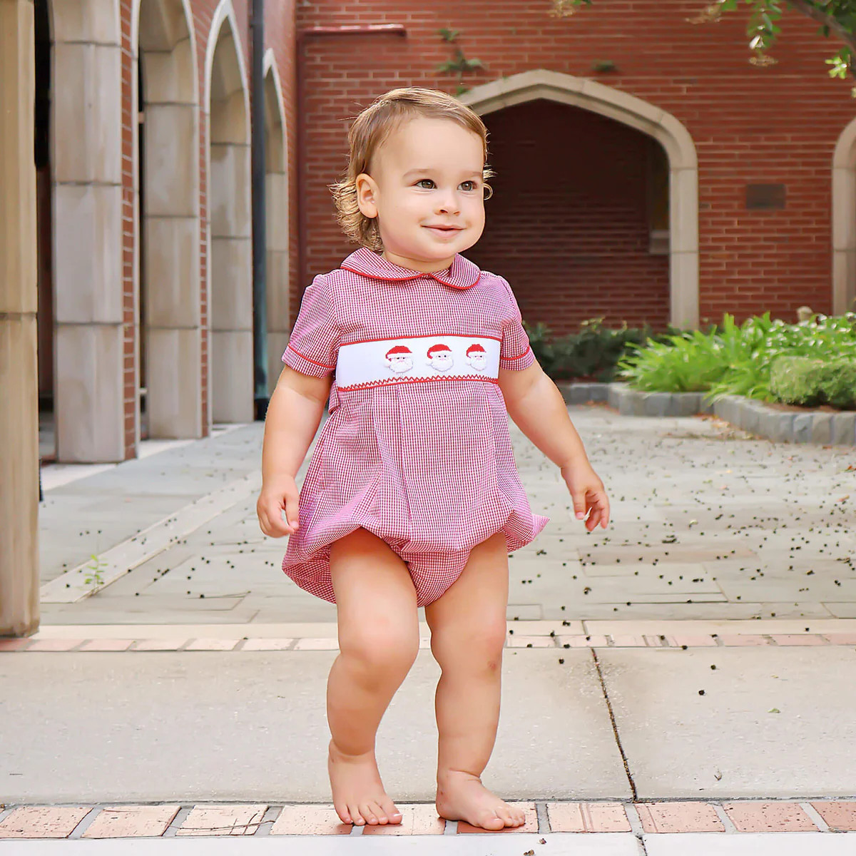 Santa's Favorite Smocked Collared Bubble | Classic Whimsy