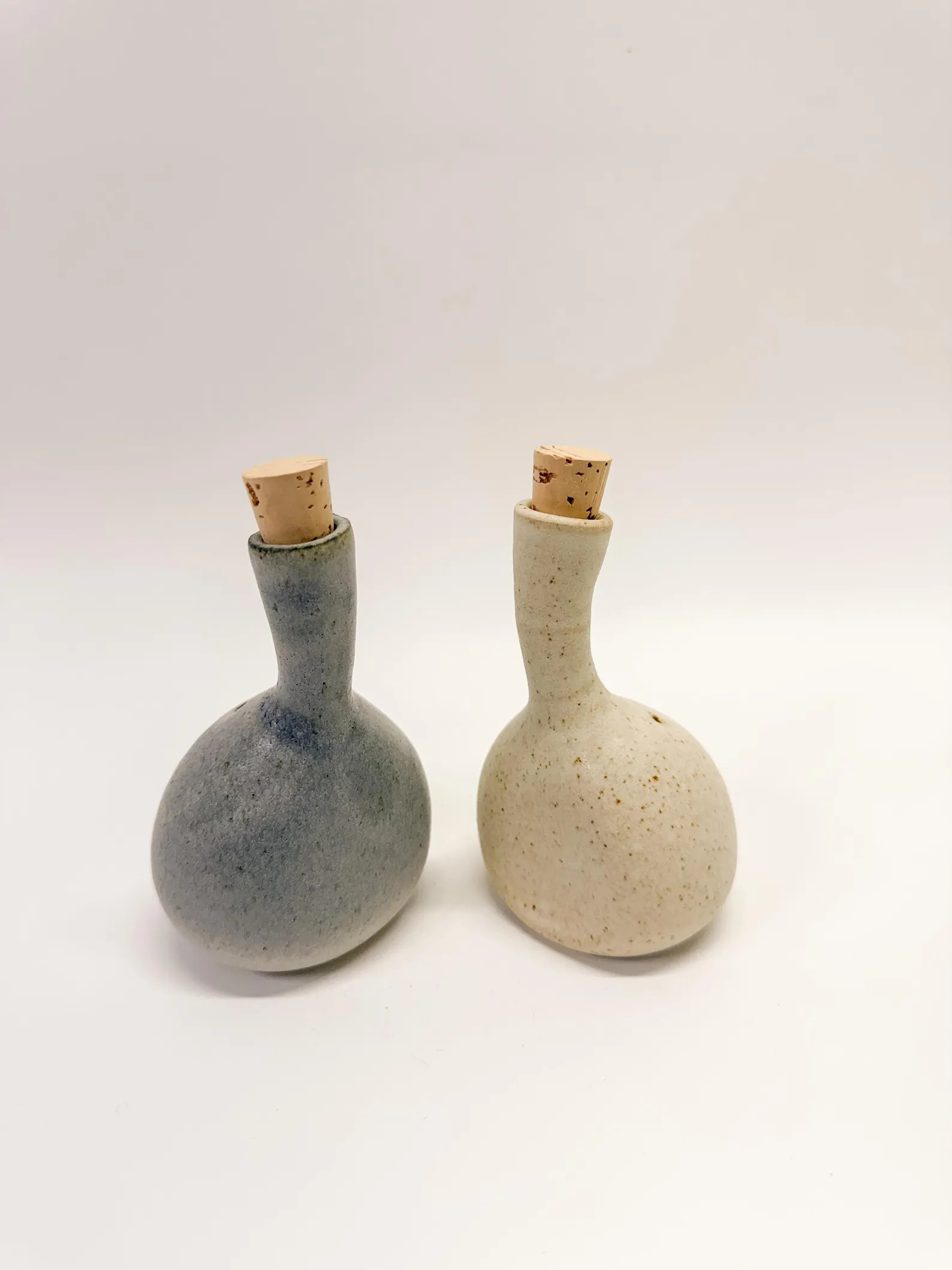 Ceramic Salt and Pepper Shaker Set, Handmade White and Gray Nesting Shakers With Organic Long Nec... | Etsy (Global)