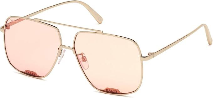 Sunglasses Bally BY 0017 -D Asian fit 32Y Shiny Gold/Pink Lenses | Amazon (US)