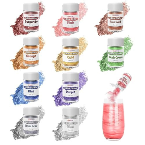 Edible Glitter for Cocktails, 10 Colors Easter Decorations Luster Dust Edible, Food Grade Shimmer Dust, Edible Glitter Powder for Drinks, Easter Eggs, Candy, Baking, Strawberries, Cupcakes, Cookies | Amazon (US)